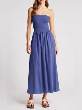 New XIRENA SZ XS FINNIAN Blue Strapless Dress